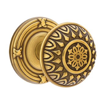 Emtek Lancaster Knob with Ribbon & Reed Rosette in French Antique finish