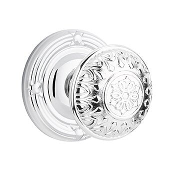 Emtek Lancaster Knob with Ribbon & Reed Rosette in Polished Chrome finish