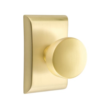 Emtek Laurent Round Knob with Neos Rosette in Satin Brass finish