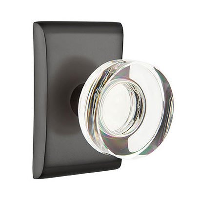 Emtek Modern Disc Crystal Knob with Neos Rosette in Flat Black finish