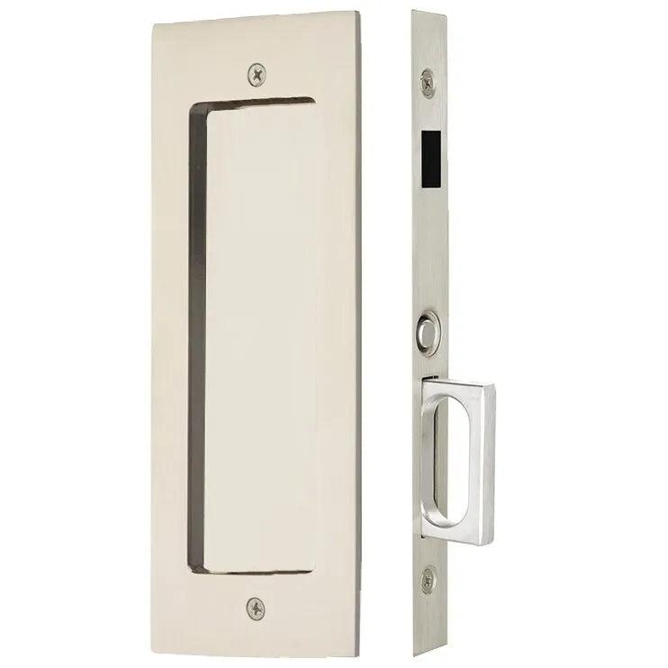 Emtek Dummy Modern Rectangular Pocket Door Mortise Lock Lifetime Polished Nickel
