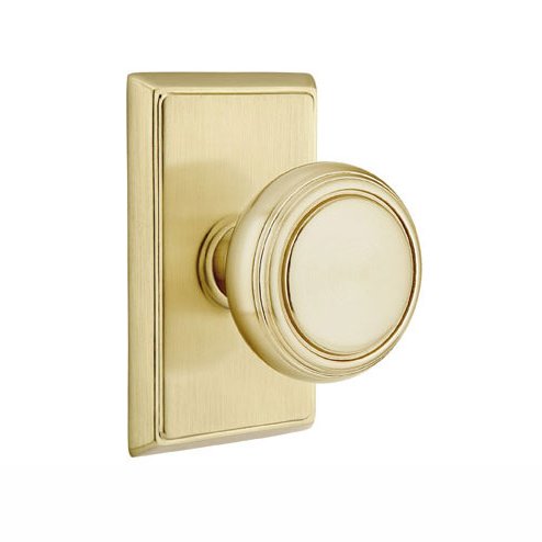 Emtek Norwich Knob with Rectangular Rosette in Satin Brass finish