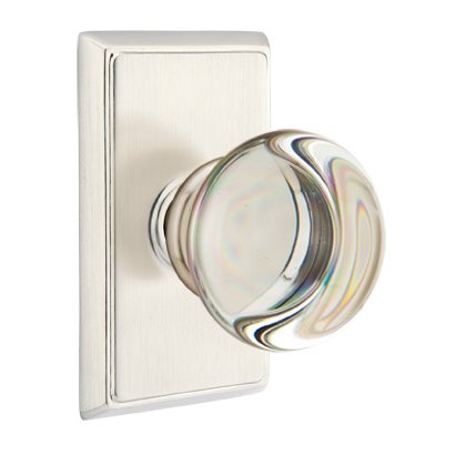 Emtek Providence Crystal Knob with Rectangular Rosette in Satin Nickel finish