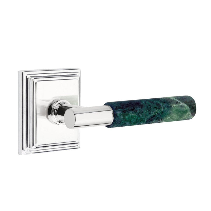 Emtek Select T-Bar Green Marble Lever with Wilshire Rosette in Polished Chrome finish