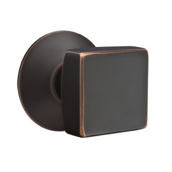 Emtek Square Knob with Modern Rosette in Oil Rubbed Bronze finish