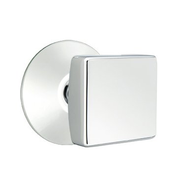 Emtek Square Knob with Modern Rosette in Polished Chrome finish