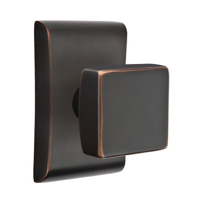 Emtek Square Knob with Neos Rosette in Oil Rubbed Bronze finish