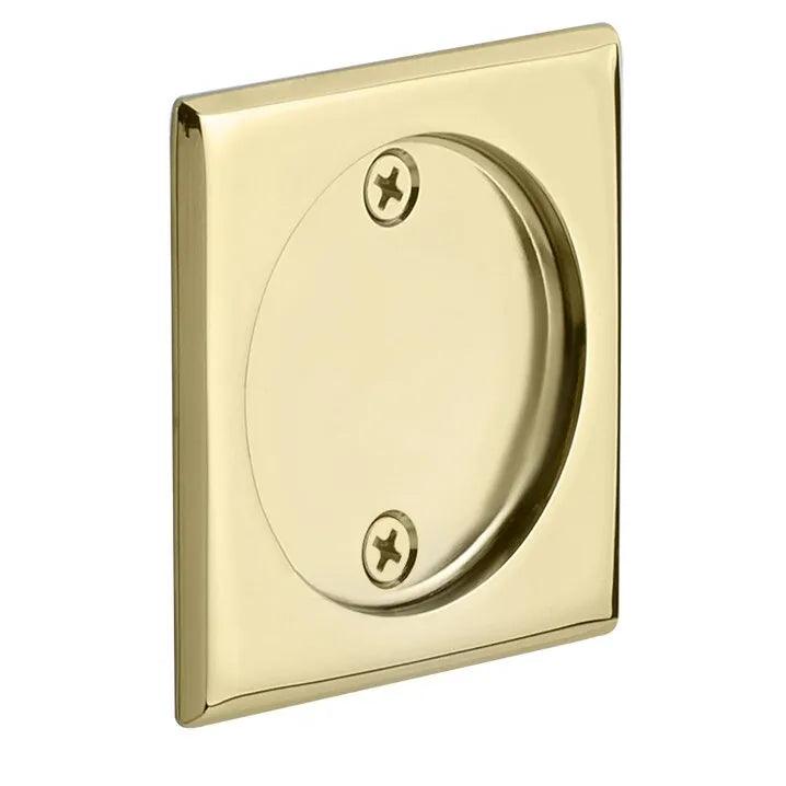 Emtek Dummy Square Pocket Door Tubular Lock-For Double Door Application in Unlacquered Brass finish