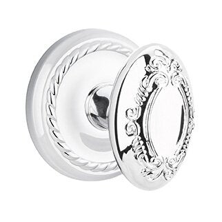 Emtek Victoria Knob with Rope Rosette in Polished Chrome finish