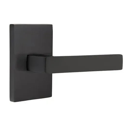 Emtek Dumont Lever With Modern Rectangular Rosette Flat Black