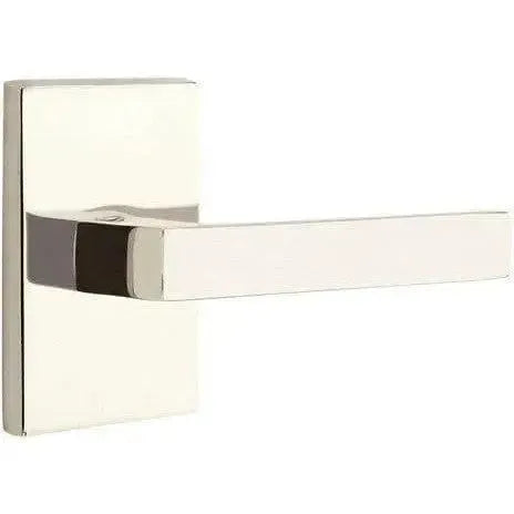 Emtek Dumont Lever With Modern Rectangular Rosette Lifetime Polished Nickel