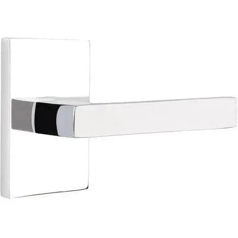Emtek Dumont Lever With Modern Rectangular Rosette Polished Chrome