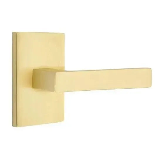 Emtek Dumont Lever With Modern Rectangular Rosette Satin Brass