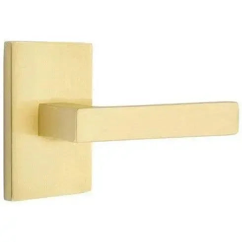 Emtek Dumont Lever With Modern Rectangular Rosette Satin Brass