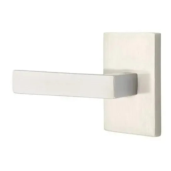 Emtek Dumont Lever With Modern Rectangular Rosette Satin Nickel