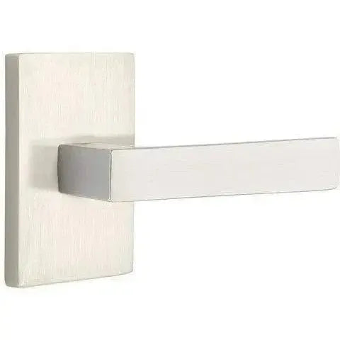 Emtek Dumont Lever With Modern Rectangular Rosette Satin Nickel