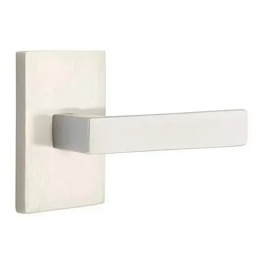 Emtek Dumont Lever With Modern Rectangular Rosette Satin Nickel