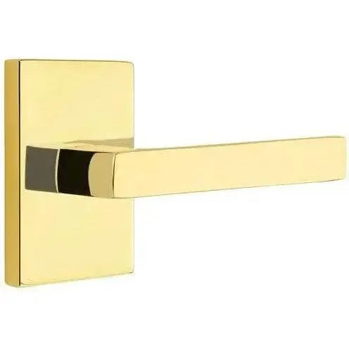 Emtek Dumont Lever With Modern Rectangular Rosette Unlacquered Brass
