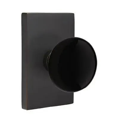 EmtekEmtek Ebony Porcelain Knob with Modern Rectangular Rosette in 