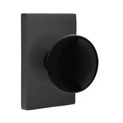 EmtekEmtek Ebony Porcelain Knob with Modern Rectangular Rosette in 