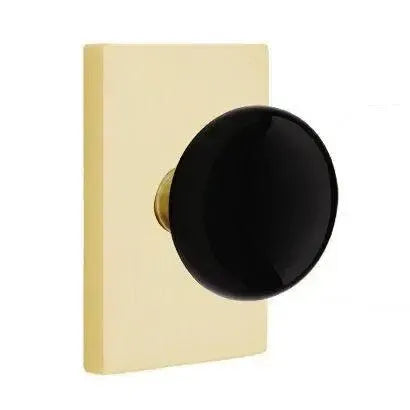EmtekEmtek Ebony Porcelain Knob with Modern Rectangular Rosette in 