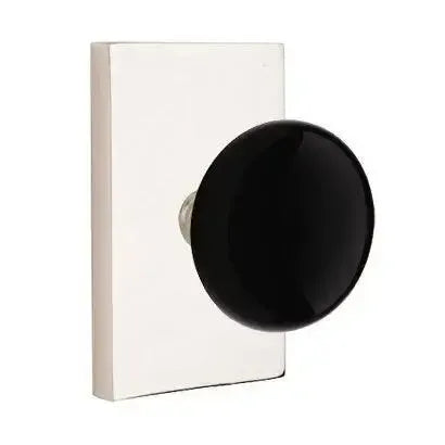 EmtekEmtek Ebony Porcelain Knob with Modern Rectangular Rosette in 