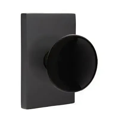 EmtekEmtek Ebony Porcelain Knob with Modern Rectangular Rosette in 