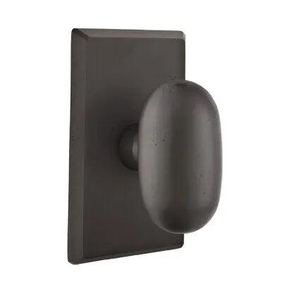 Emtek Egg Knob With #3 Rosette in Flat Black Bronze Patina finish