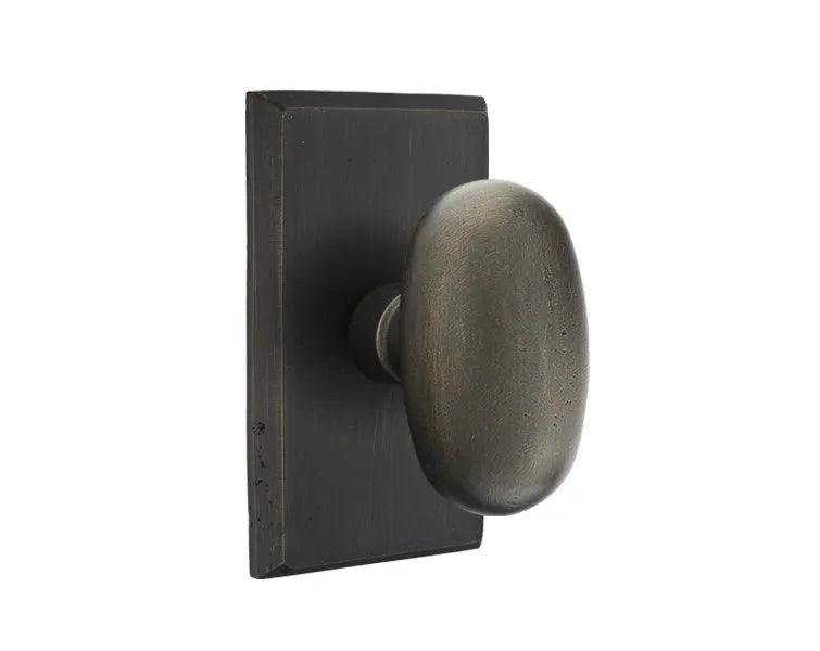 Emtek Egg Knob With #3 Rosette in Medium Bronze Patina finish