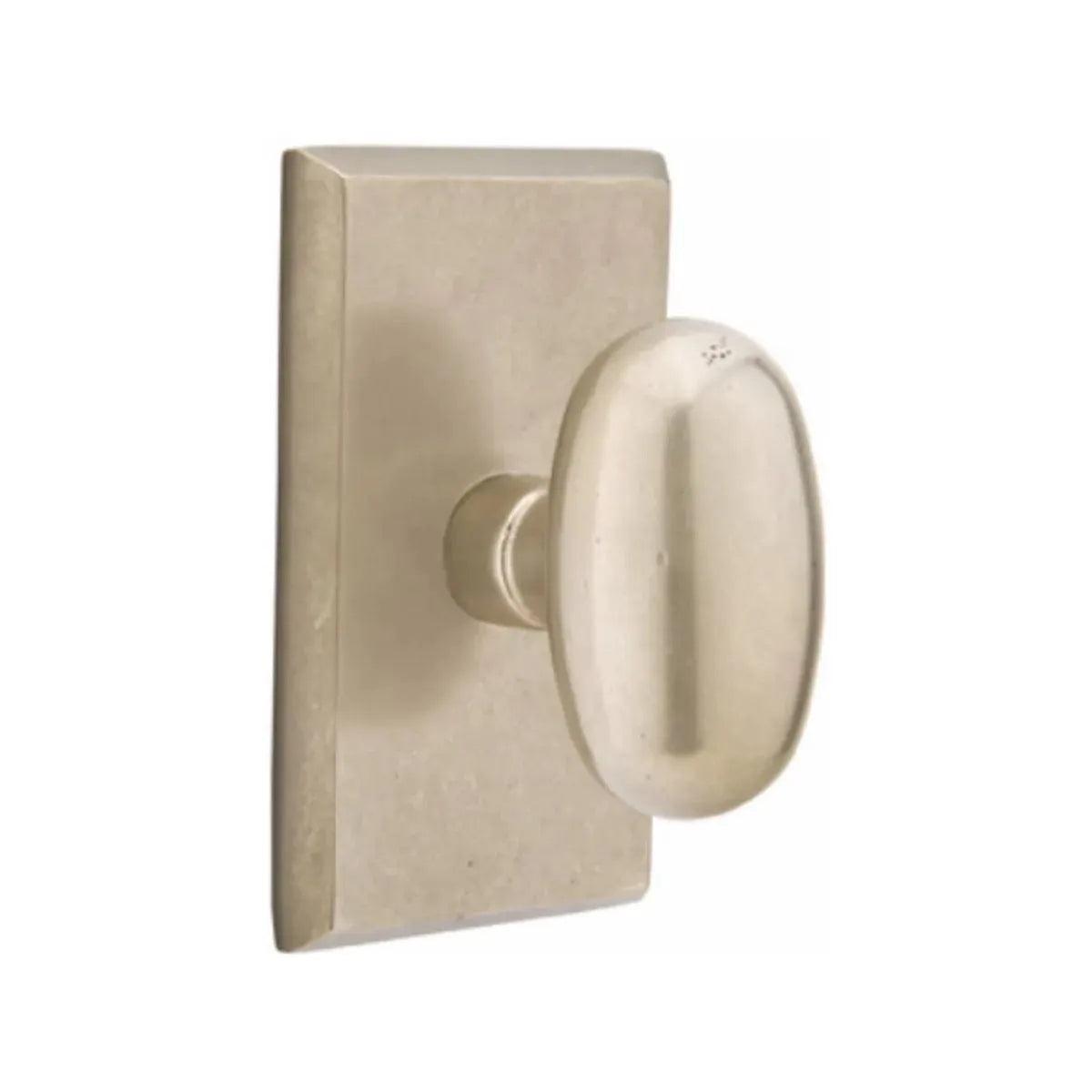 Emtek Egg Knob With #3 Rosette in Tumbled White Bronze finish