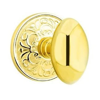 Emtek Egg Knob with Lancaster Rosette Lifetime Polished Brass