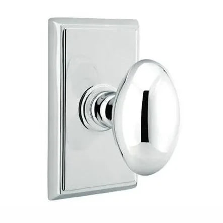 Emtek Egg Knob with Rectangular Rosette Polished Chrome