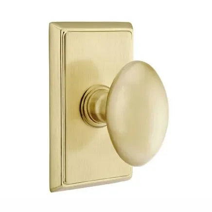 Emtek Egg Knob with Rectangular Rosette Satin Brass
