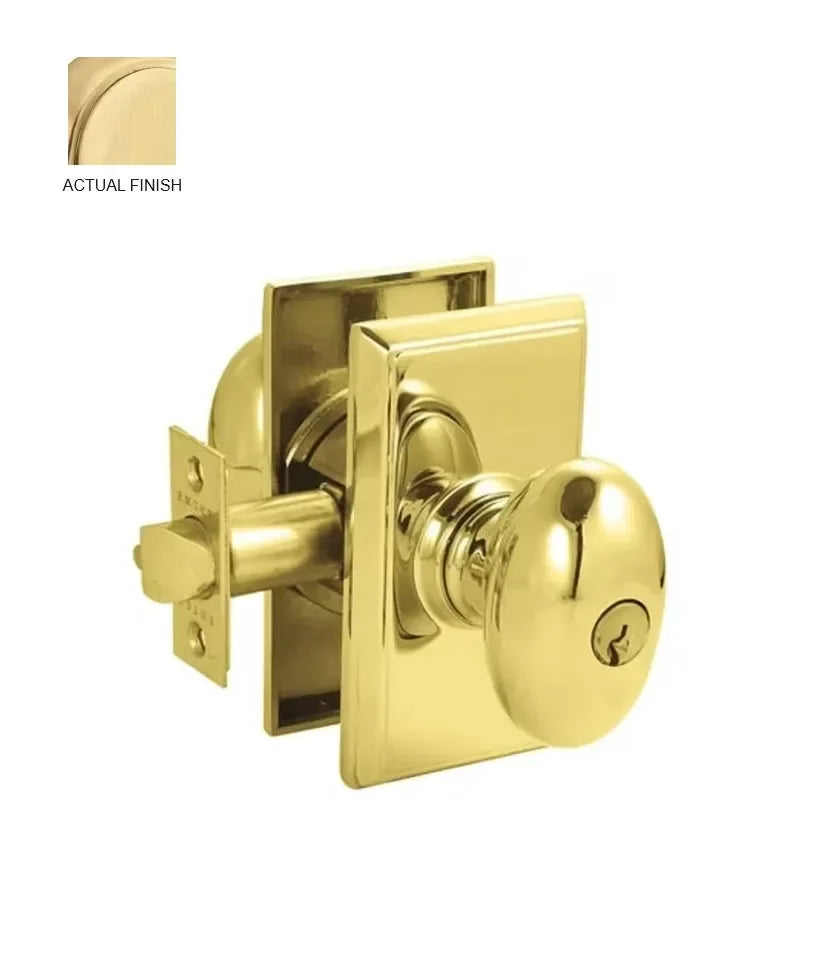 Emtek Egg Knob with Rectangular Rosette Satin Brass