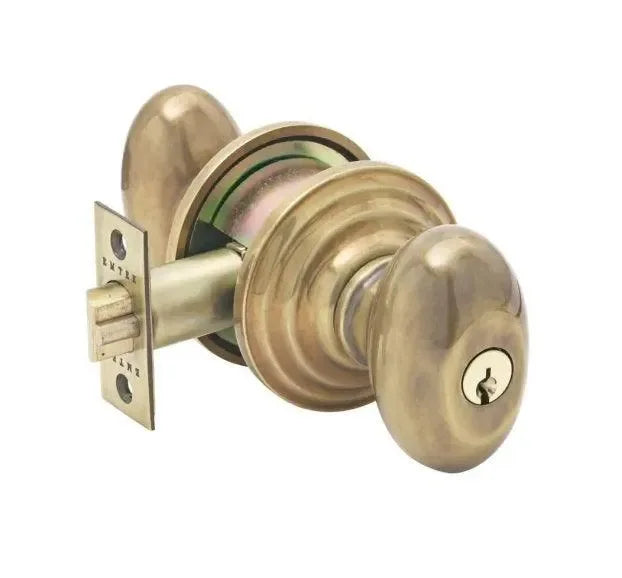 The Emtek Egg Knob with Regular Rosette in French Antique finish.