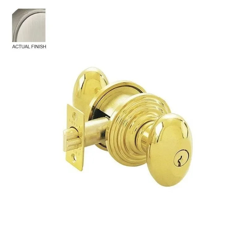 The Emtek Egg Knob with Regular Rosette in Pewter finish.