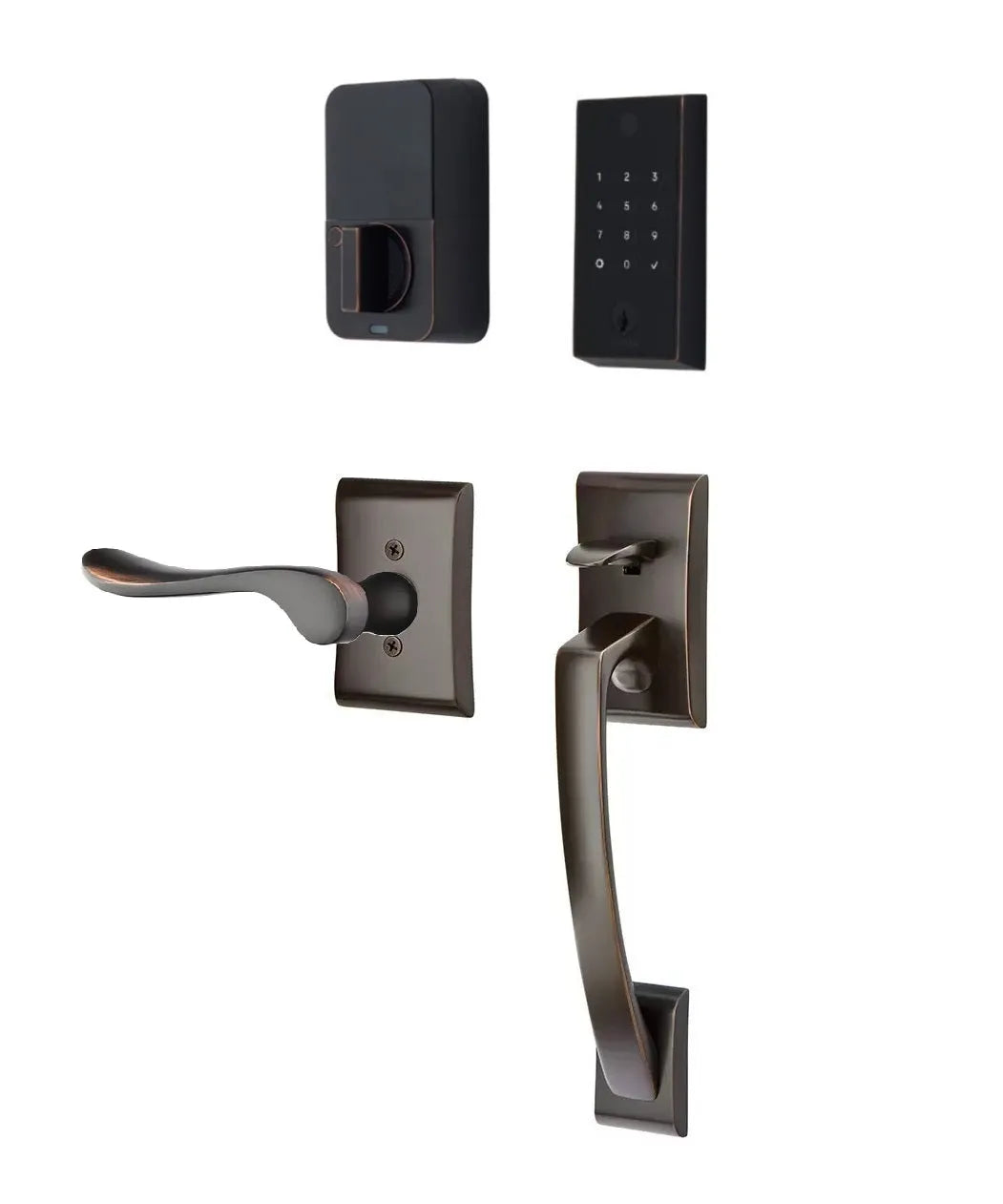 EmtekEmtek EMPowered 2 Touch Entry Set with Ares Grip and Interior Luzern Lever in 