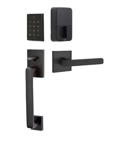 Emtek EMPowered 2 Touch Entry Set with Baden Grip and Bern Knob 