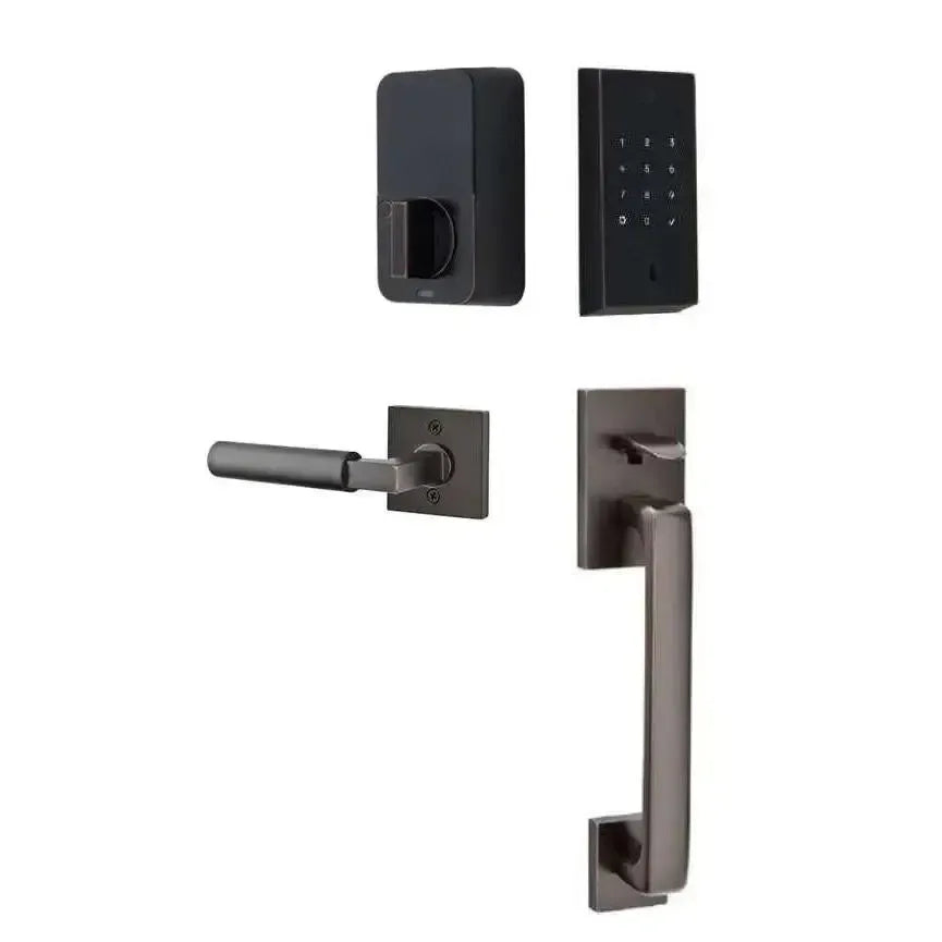 Emtek EMPowered 2 Touch Entry Set with Baden Grip and Hercules Lever in Oil Rubbed Bronze finish