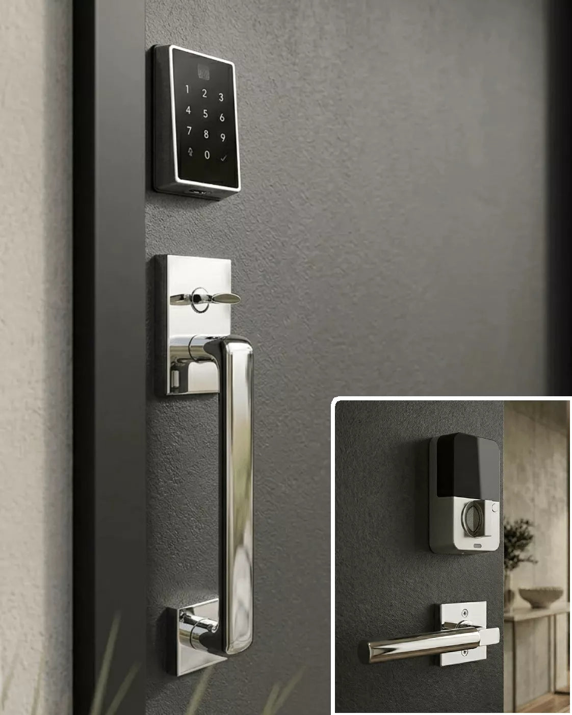 Emtek EMPowered 2 Touch Entry Set with Baden Grip and Hercules Lever in finish