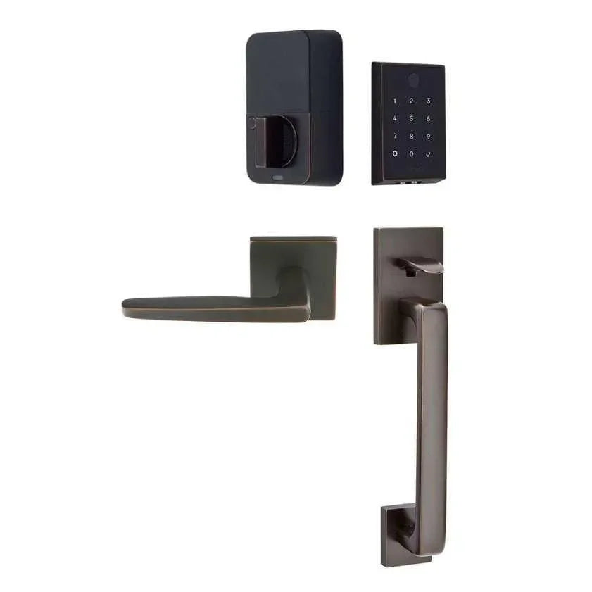 EmtekEmtek EMPowered 2 Touch Entry Set with Baden Grip and Hermes Lever in 