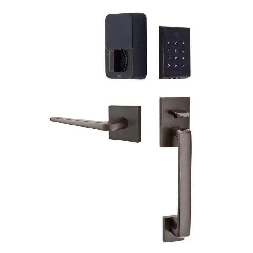Emtek EMPowered 2 Touch Entry Set with Baden Grip and Interior Athena Lever Oil Rubbed Bronze