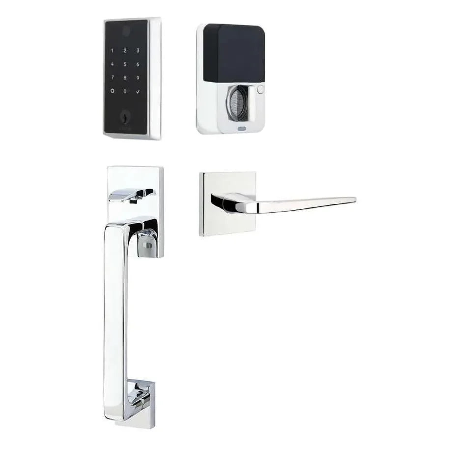 Emtek EMPowered 2 Touch Entry Set with Baden Grip and Interior Athena Lever Polished Chrome