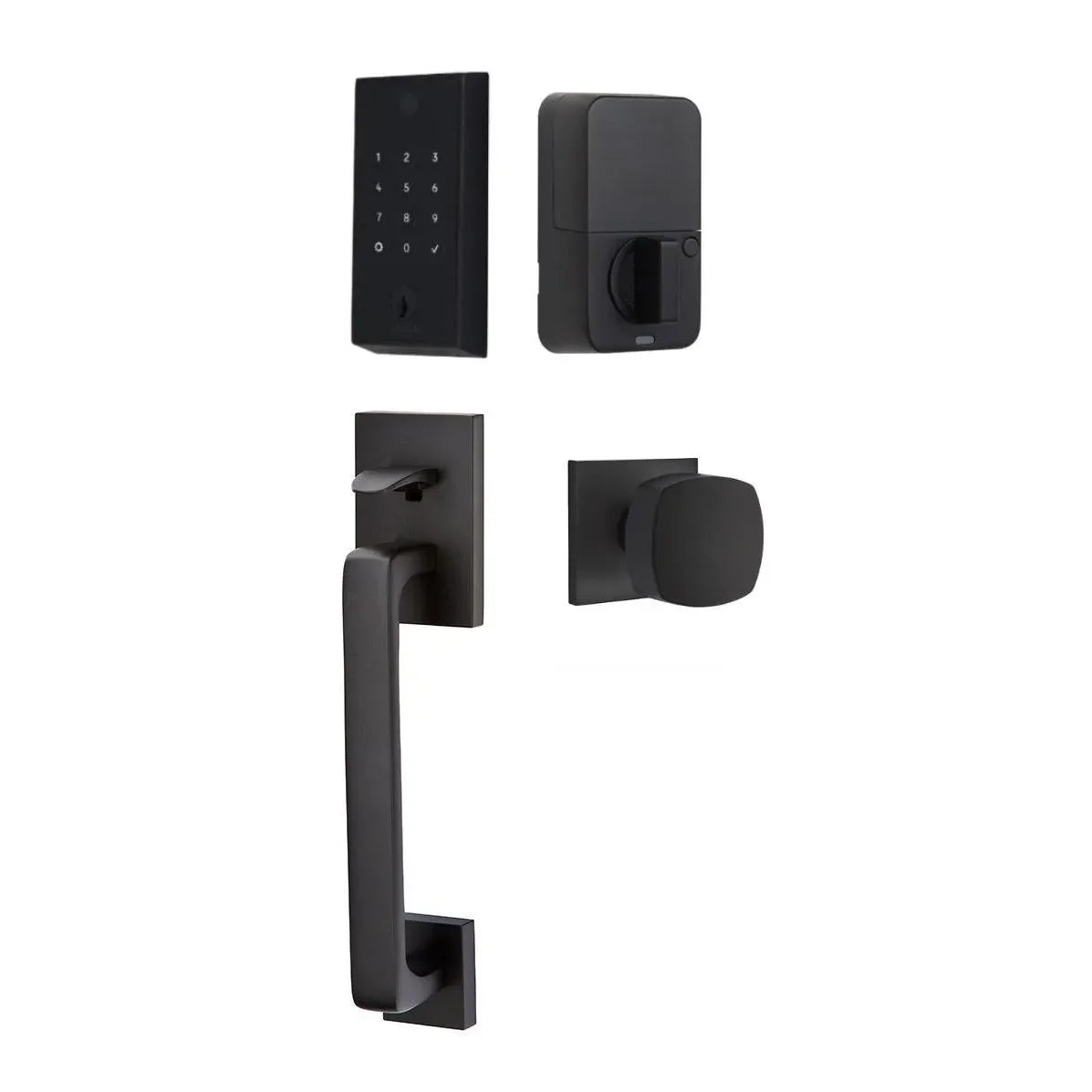 EmtekEmtek EMPowered 2 Touch Entry Set with Baden Grip and Interior Freestone Knob in 