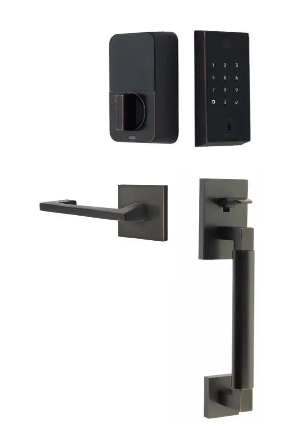Emtek EMPowered 2 Touch Entry Set with Hercules Smooth Grip and Argos Lever Oil Rubbed Bronze