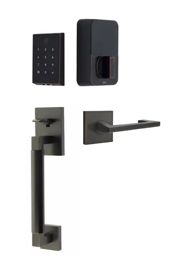 Emtek EMPowered 2 Touch Entry Set with Hercules Smooth Grip and Argos Lever Oil Rubbed Bronze