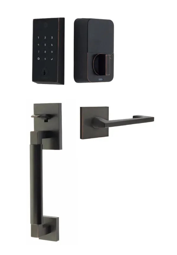 Emtek EMPowered 2 Touch Entry Set with Hercules Smooth Grip and Argos Lever Oil Rubbed Bronze