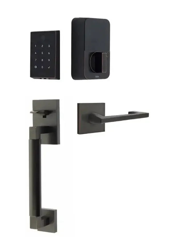 Emtek EMPowered 2 Touch Entry Set with Hercules Smooth Grip and Argos Lever in Oil Rubbed Bronze finish