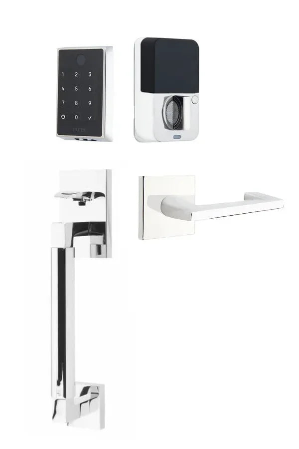 Emtek EMPowered 2 Touch Entry Set with Hercules Smooth Grip and Argos Lever Polished Chrome