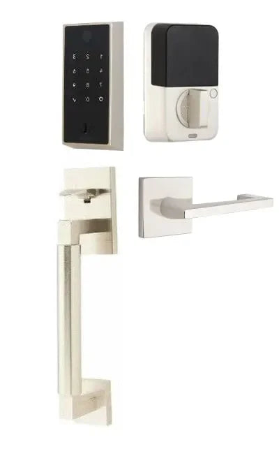 Emtek EMPowered 2 Touch Entry Set with Hercules Smooth Grip and Argos Lever Satin Nickel